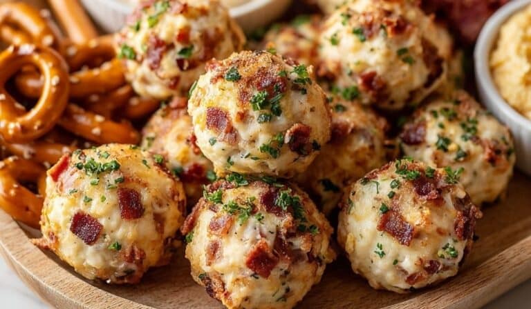 Mini Bacon Ranch Cheeseballs on a party tray