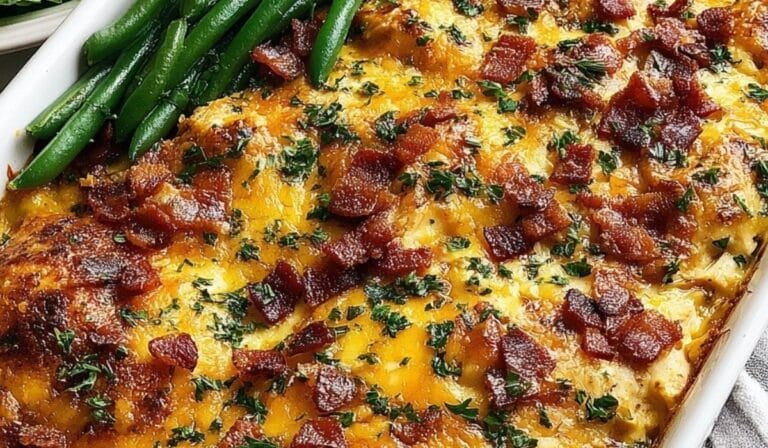 Easy Low Carb Chicken Casserole fresh out of oven