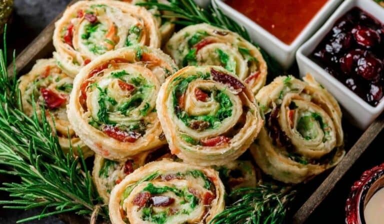 Christmas Pinwheels on a holiday platter