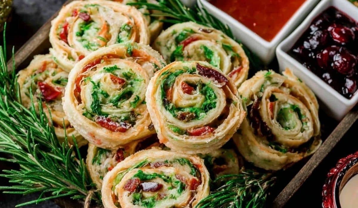 Christmas Pinwheels on a holiday platter