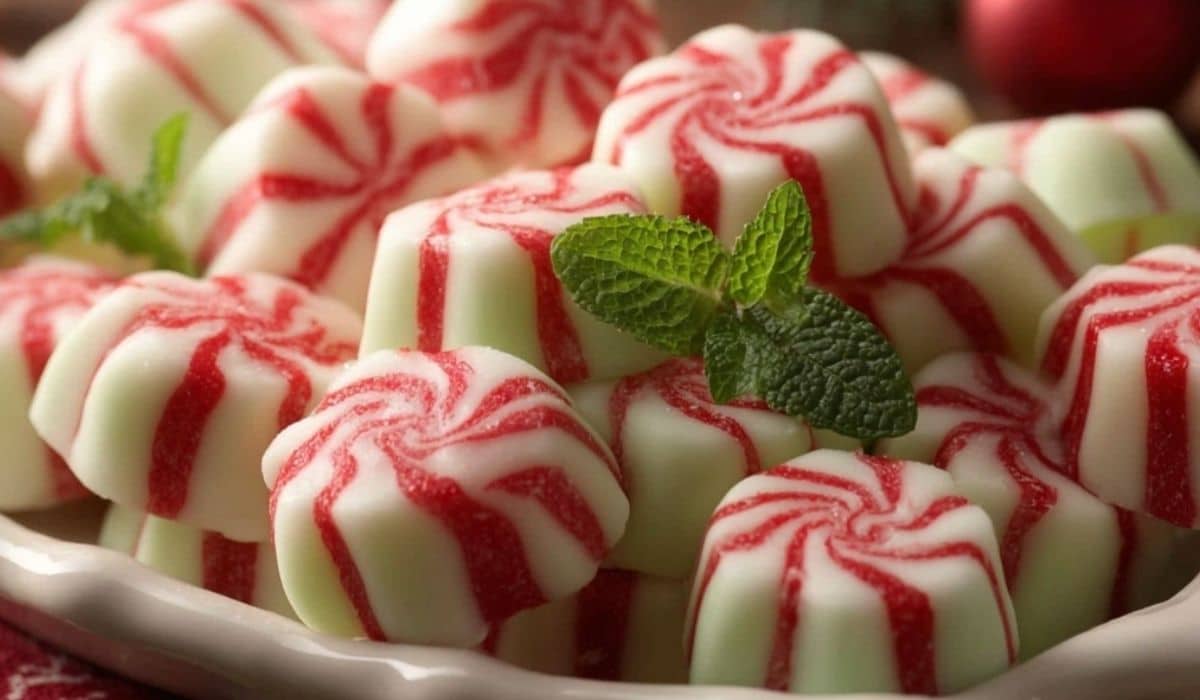 Soft Christmas Peppermints in a holiday jar