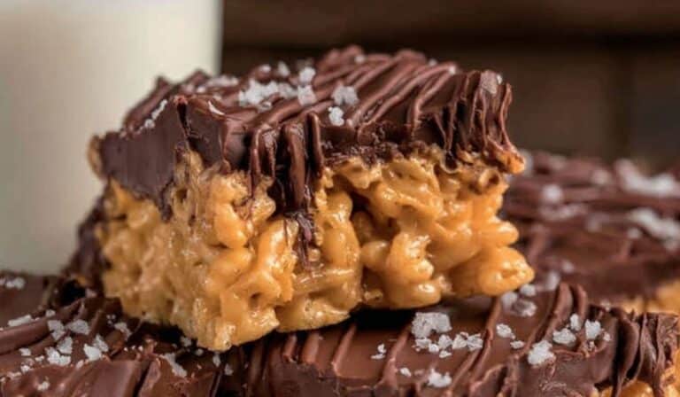 Ingredients for Crispy Rice Peanut Butter Treats on marble counter