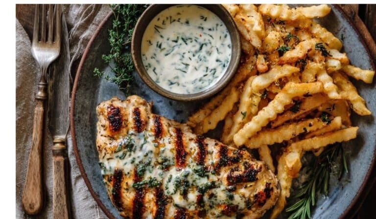 Grilled Ranch Garlic Parmesan plated with herbs and parmesan