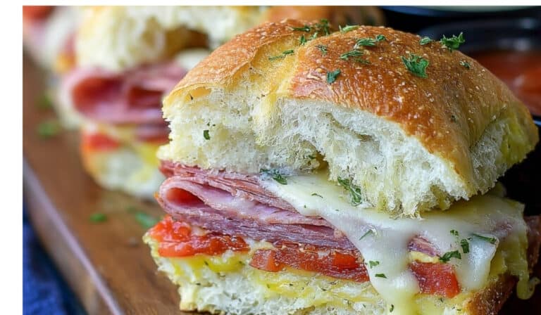 Served Hot Italian Sub Sliders with dip