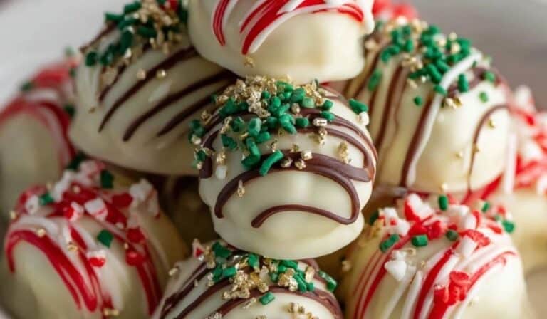 Little Debbie Christmas Tree Cake Truffles on holiday dessert table