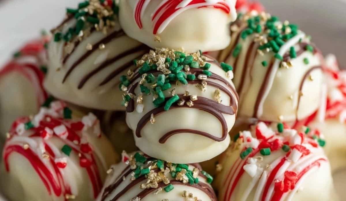 Little Debbie Christmas Tree Cake Truffles on holiday dessert table
