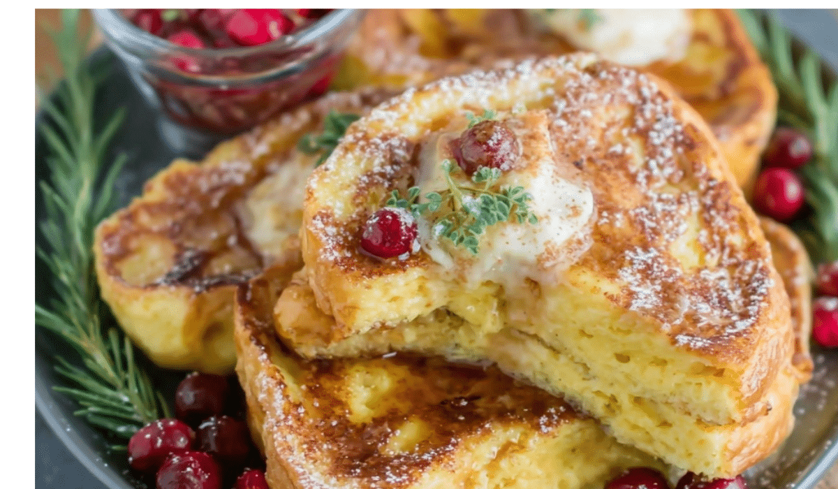 Festive Christmas Breakfast Charcuterie Board overhead view