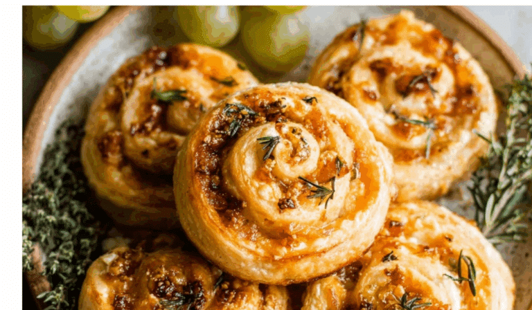 Fig and Goat Cheese Pinwheels on serving board