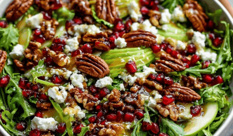 Christmas Salad with Honey Mustard Dressing in holiday setting