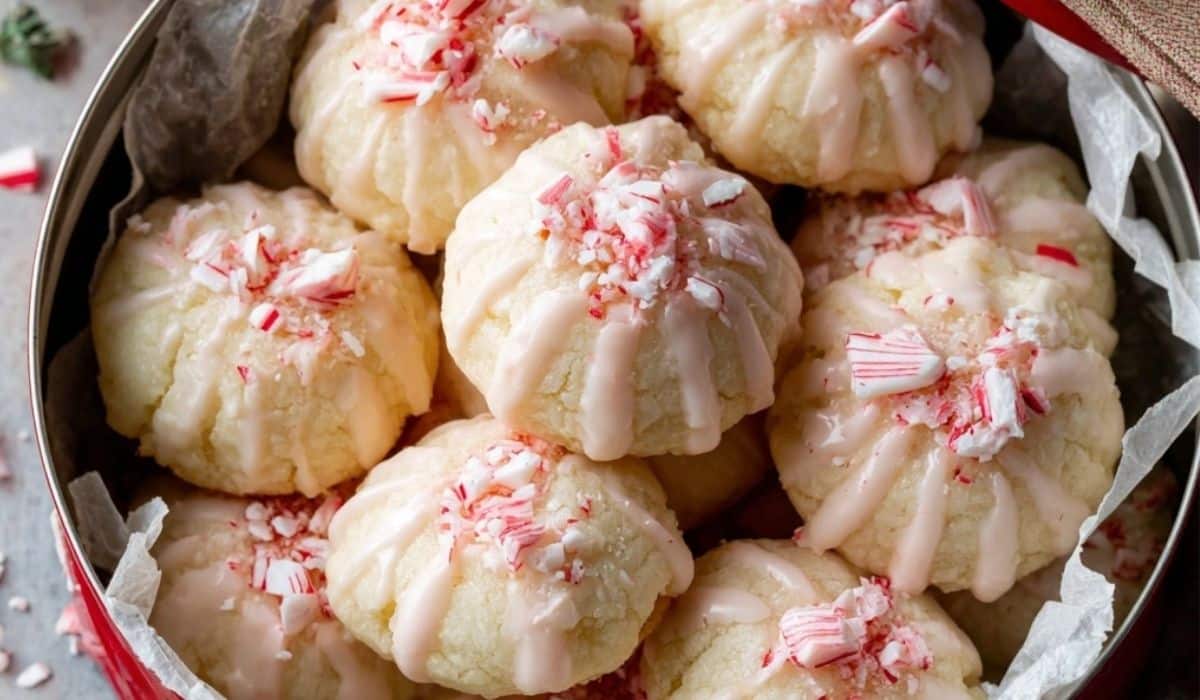 Peppermint Meltaway Cookies on holiday table