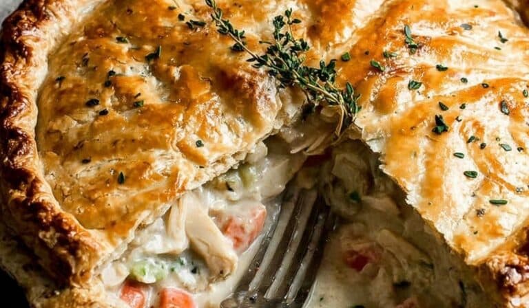 Chicken Pot Pie Recipe with golden flaky crust